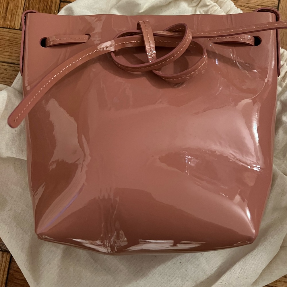 Mansur Gavriel patent pink mini mini bucket bag